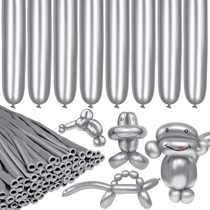 LXZFCRG 260 Long Balloons, Shiny Metallic Latex Twisting Balloon by LXZFCRG