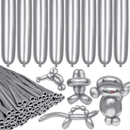 LXZFCRG 260 Long Balloons, Shiny Metallic Latex Twisting Balloon by LXZFCRG