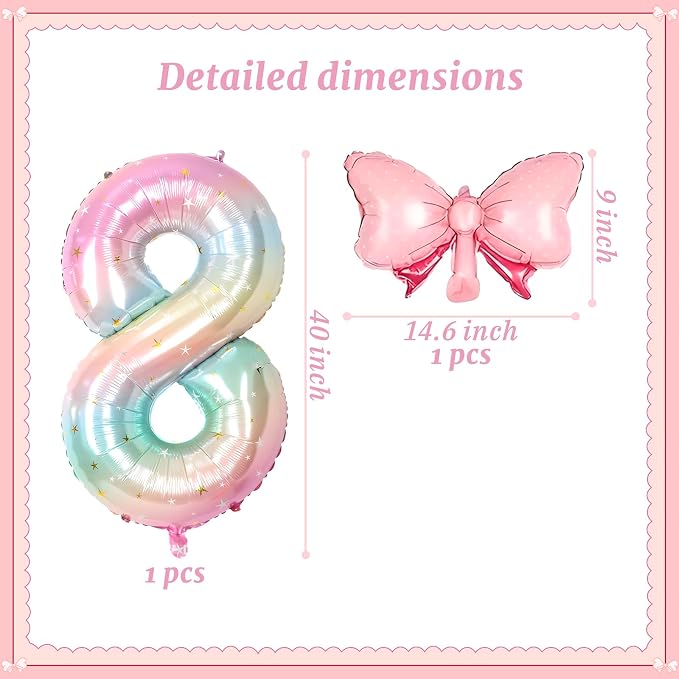 Number 8 40 Inch Rainbow Star Gradient Giant Number Balloon & Mini Bow Balloon - Image 2