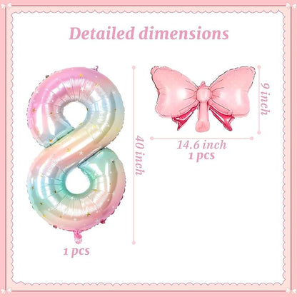 Number 8 40 Inch Rainbow Star Gradient Giant Number Balloon & Mini Bow Balloon - Image 2