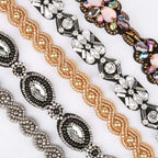 Teenitor 5pcs Elastic Beaded Headbands, Jewels Hairbands Hat Bands, Crystal Rhinestone Headband for Women Girls