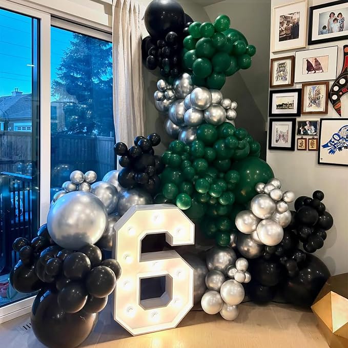 Dark Green Black Silver Balloon - Image 3