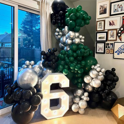 Dark Green Black Silver Balloon - Image 3