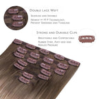 WENNALIFE Clip in Hair Extensions Real Human Hair, 24 Inch 120g 7pcs Balayage Sandy Brown to Platinum Blonde Remy Hair Natural Double Weft