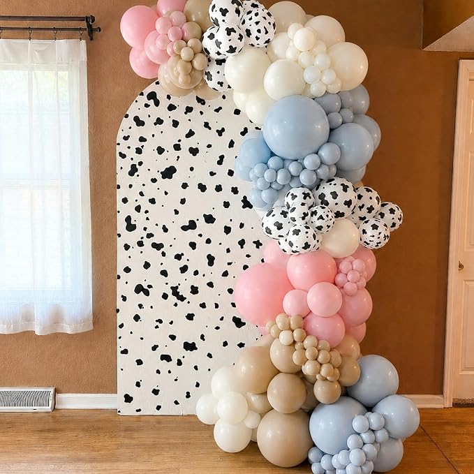 Cow Print Balloons, 12 Inch Baby Pink Blue Cow Print Latex Balloons - Image 4