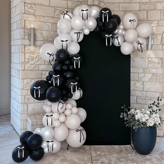 Black and White Bow Balloons 60pcs, Pearl White Black Balloons - Image 6