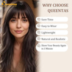 QUEENTAS 21" Curly Hair Topper for Women with Thinning Hair Daily Wear 360°3D Cover Up 6.5"*6" Fluffy Brown Body Wave Hair Pieces with Bangs(Dark Brown)