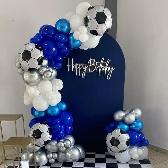 Soccer Balloons, Metallic Blue Silver Balloons - Image 7