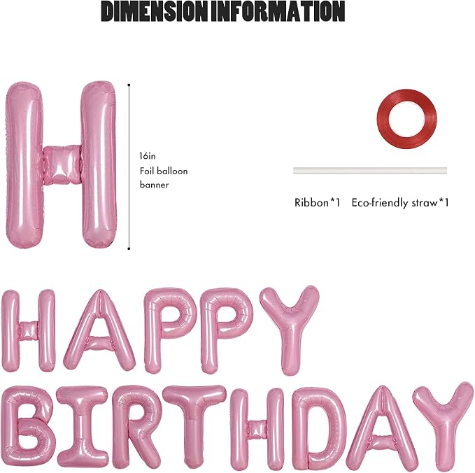 CANREVEL Happy Birthday Banner Decorations + Sign Balloons, - Image 2