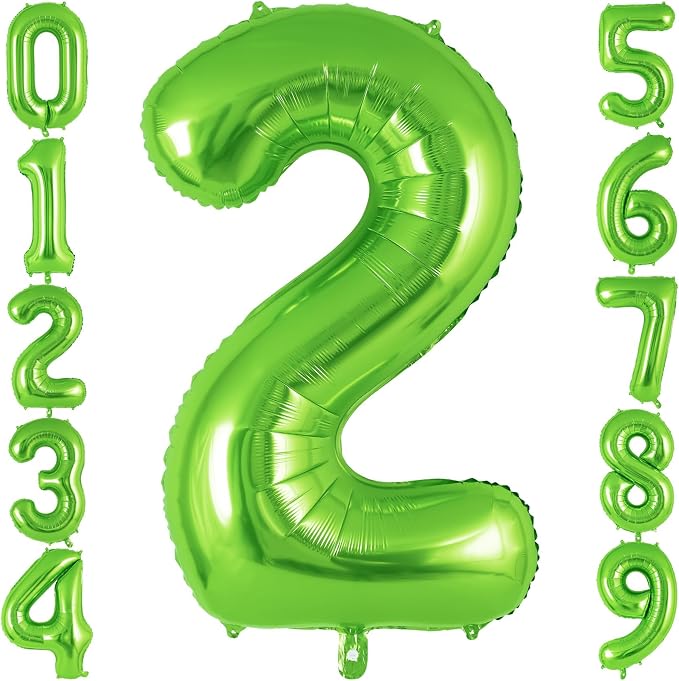 Green Number 2 Balloon 40 Inch, Big Large Foil Helium Number Balloons, Jumbo by AIQINHU