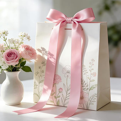 1In 30Yards Pink Satin Ribbon for Flower Bouquet Baby Shower Mother's Day | - Image 9