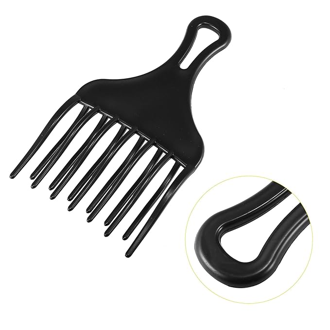 VOCOSTE Afro Hair Pick Comb Large, Plastic, Black - Curly Hair Styling Tool for Men & Women