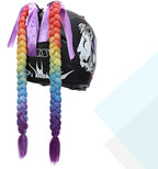 SEGO 1PCS/2PCS Helmet Pigtail Braids with Detachable Suction Cup Bowknot Ponytail Hair Many Colors (Helmet not Included)