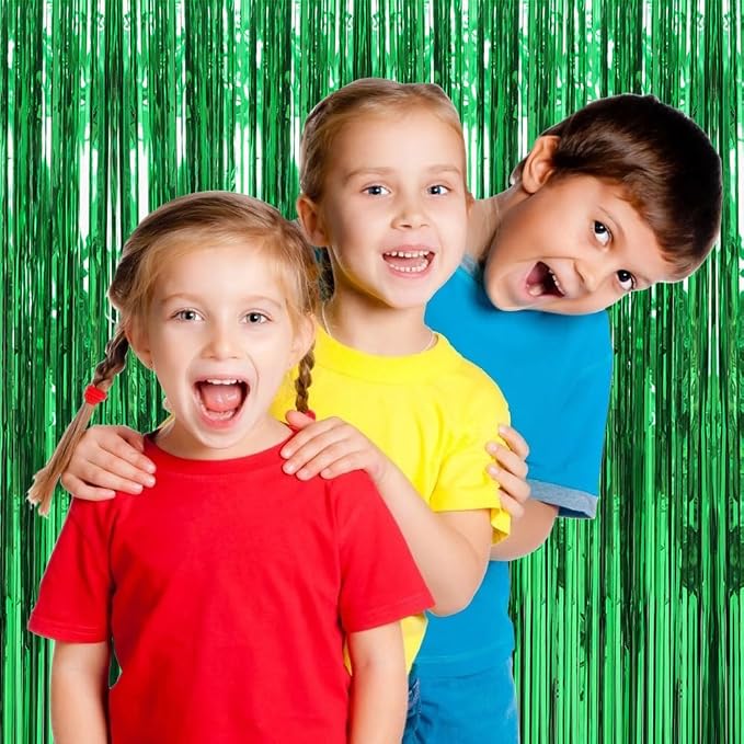 20 Pack Green Streamers Backdrop Jungle Party Decorations Foil Fringe Backdrop - Image 4
