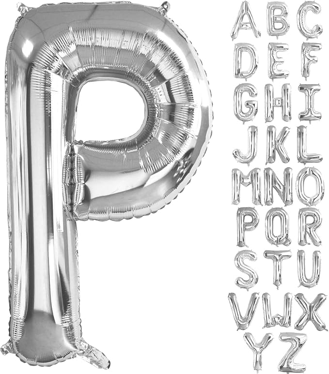 Lovoir 40 Inch Large Silver Letter P Balloons Big Size Jumbo Mylar Foil Helium by Lovoir