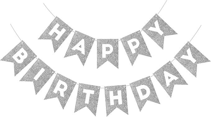 Silver Happy Birthday Banner Happy Birthday Sign by Hooqict
