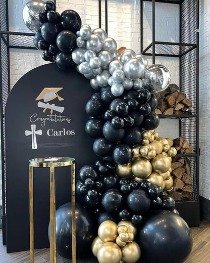 KBZVNAF Black Gold Silver Latex Balloons 60 Packs 12 Inch | Black Metallic - Image 4