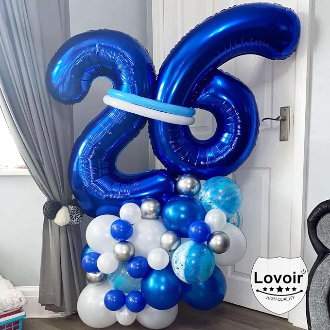 Navy Blue 20 Number Balloons, 40 Inch Giant Number 20 Balloons Foil Mylar - Image 3