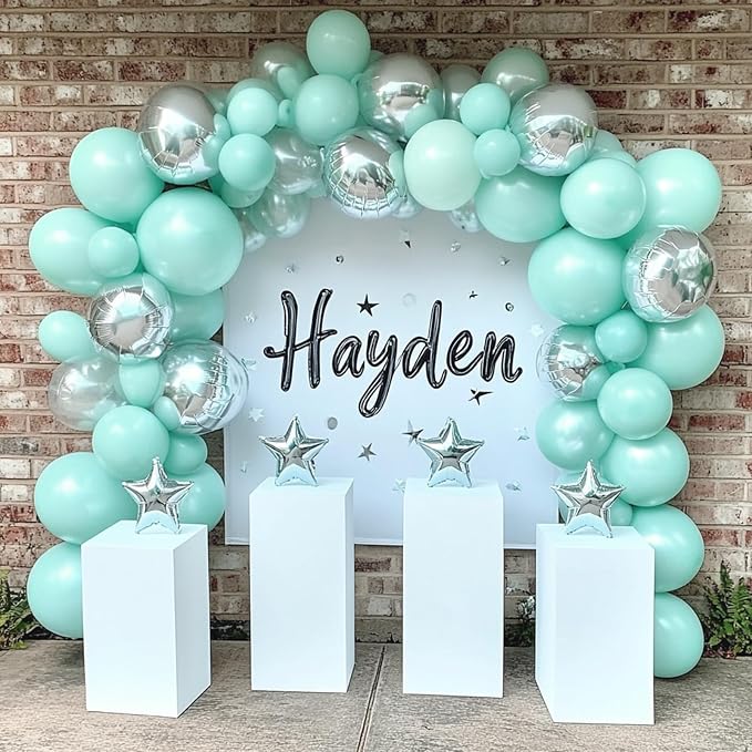 RUBFAC Green Balloons Different Sizes Mint Green Balloon Arch 129pcs | Pastel - Image 4