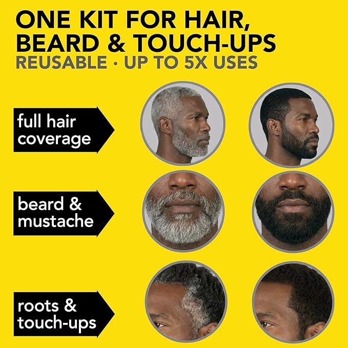 Reusable Hair & Beard Dye System for Men – Up to 5 Uses | 7-Minute Natural-Looking Gray Coverage | No-Drip Cream with SkinArmour® – Cleverman (Dark Brown for Black Men)