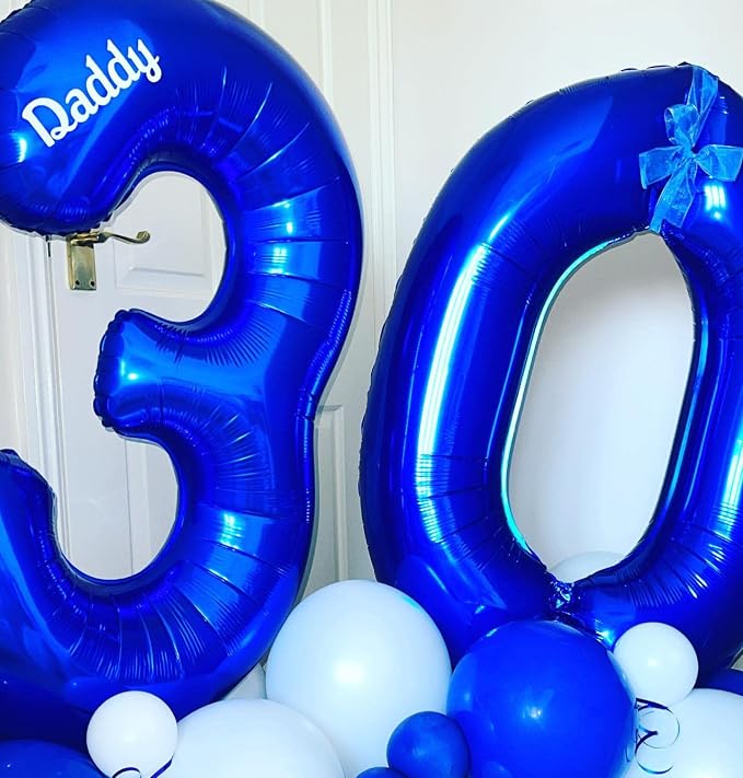 40 Inch Navy Blue 30 Number Balloons Giant Jumbo Huge 30 Foil Mylar Helium - Image 7