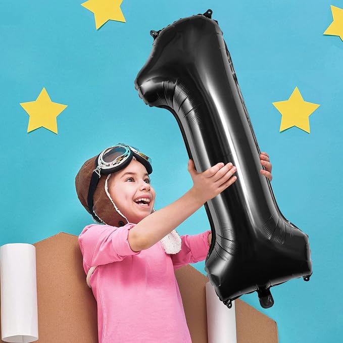 Black Number 1 Balloons 40 Inch Large Foil Balloons, Giant Number Balloon - Image 6