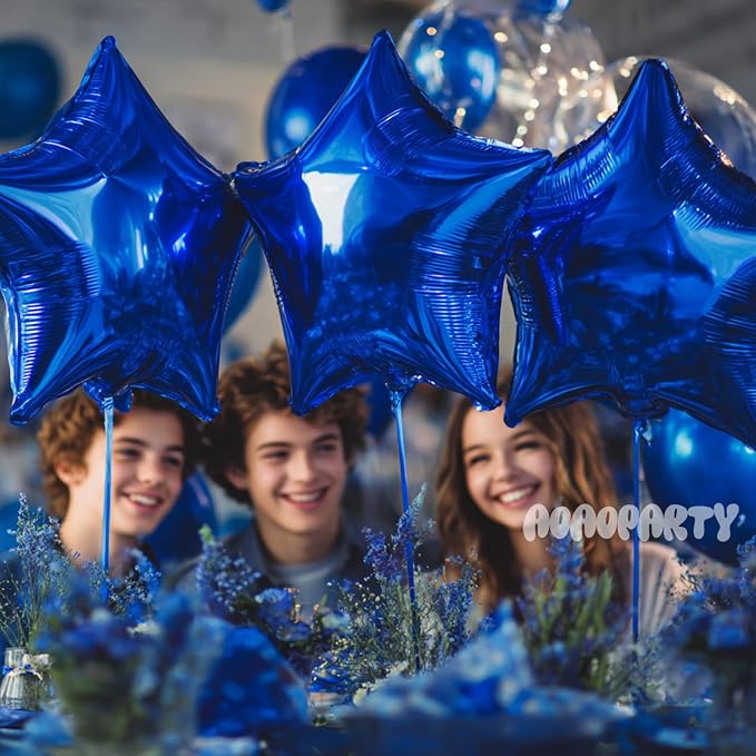 25Pcs Blue Star Shaped Balloons 18Inch Foil Mylar Balloon Helium | - Image 3
