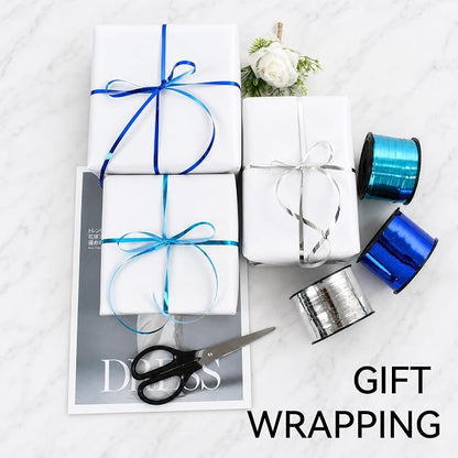 TONIFUL Blue Light Blue Silver Curling Ribbon Balloon String Gift Wrapping | - Image 3