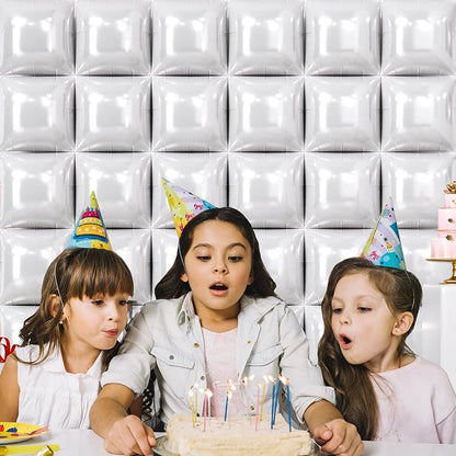 NISOCY 36PCS White Square Foil Balloons Wall Backdrop | Double Sided Pearl - Image 6