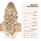 24 Inch Ponytail Extension, Clip on Ponytails for Women, Long Curly Wavy Ponytail Extensions for Women, Synthetic Layered Pony Tails Hair Extensions (Color:Medium Blonde with Bleach Blonde Ends)