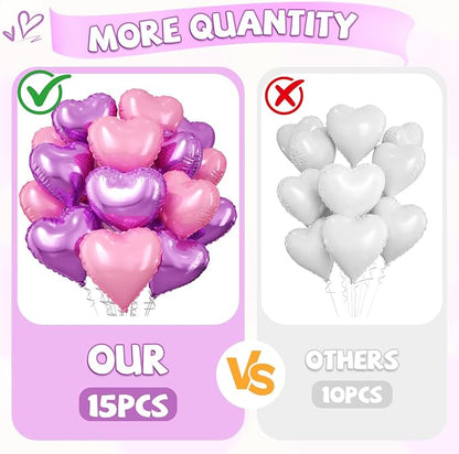 Pink Purple Heart Balloons - Image 3