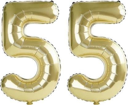 40 Inch Number 55 Balloons for 55th Birthday Party Decorations, 0-100 Champagne by FOBELEC