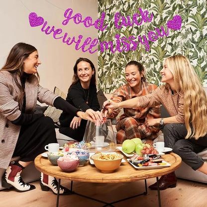 BEISHIDA Purple Good Luck We Will Miss You Banner Party Decor No DIY | Glitter - Image 5