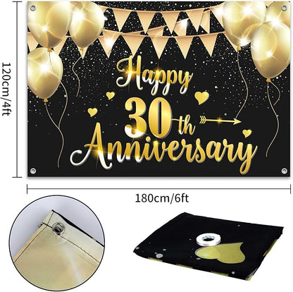 HAMIGAR 6x4ft Happy 30th Anniversary Banner Backdrop - Image 2