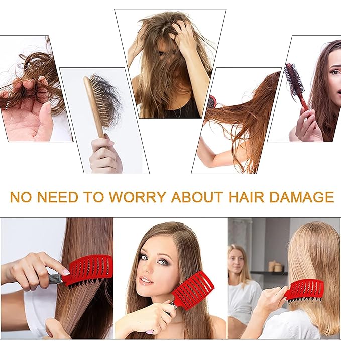 Magical Ultra Detangling Brush for Wet or Dry Hair, Detangler Brush, Fast Drying Styling Massage Hairbrush for Men, Women and Kids (2pcsRainbow-G)