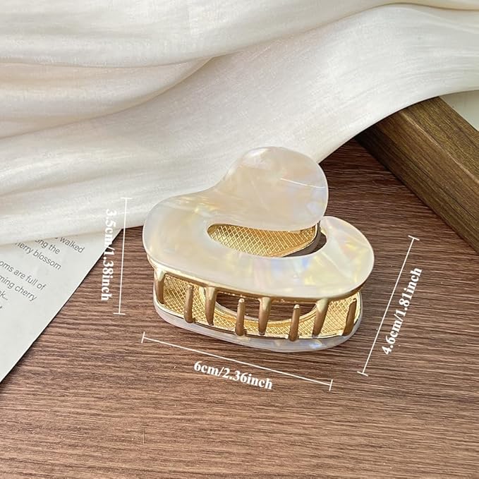 2Pcs Marble Pattern Hair Clips for Women - Non-Slip Grip Metal Claw Clip, Geometric Design Hair Accessories for Thin/Thick Hair, Cute Hair Styling Barrettes, 2.36 Inch