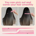 Rat Tail Comb 2Pcs Rat Combs for Women, Fine Tooth Parting Tip Carbon Fiber Root Teasing Anti Static Hair Comb, for Styling （Black,Pink ）