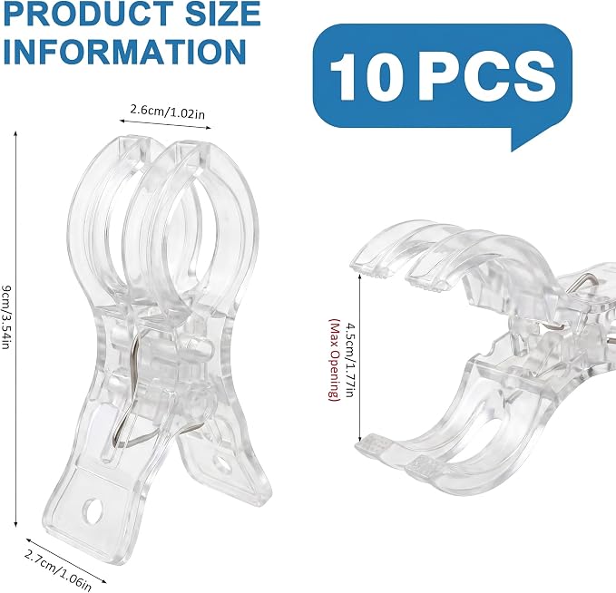 Putros 10 Pack Balloon Arch Clips 3.5 Inch Clear Spring Clamps - Image 2