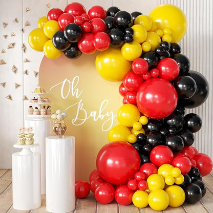 MEBAY Red Black Yellow Balloon Garland Arch Kit by MEBAY