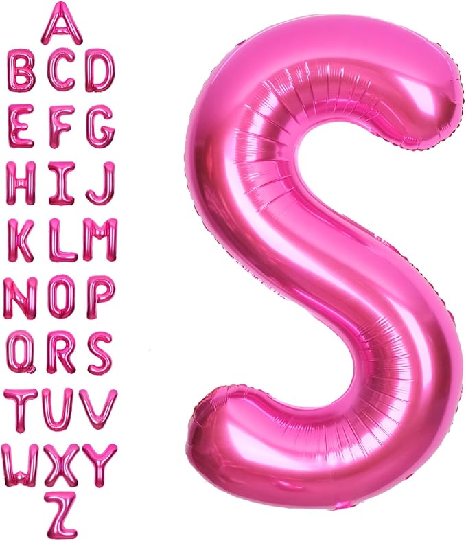 SUWEN 40 Inch Hot Pink Large S Letter Balloons Big Foil Helium Letter A-Z | by SUWEN