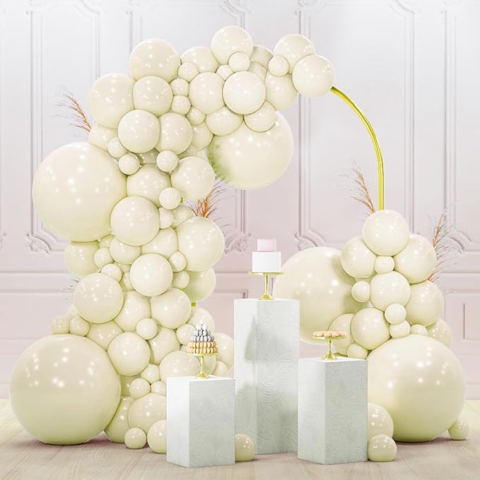PartyWoo Beige Balloons 120pcs Cream Ivory Color 18 12 10 5 Inch | Balloons by PartyWoo