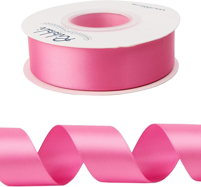 Ribbli Hot Pink Double Faced Satin Ribbon, 1” x Continuous 25 Yards, Use - Image 2