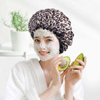 Aquior Shower Cap, Shower Cap for Women Reusable Waterproof, Large Bath Hair Cap for All Hair Lengths, Ladies, Men and Kids (Leopard)