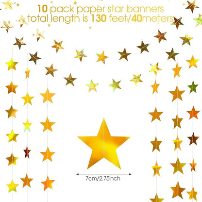 Patelai Glitter Star Garland Banner 2026 Graduation Decor 130 Feet Star Hanging - Image 2