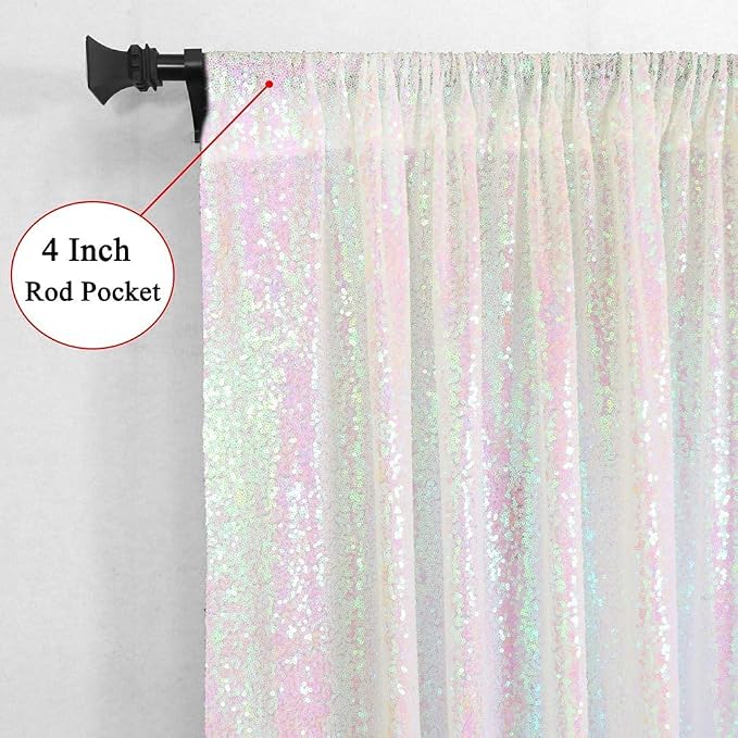 Eternal Beauty Iridescence Sequin Backdrop Curtains, 2 Panels 2x8FT | 3mm - Image 8