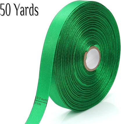 Nsilu 1/2 inch Green Ribbon for Gift Wrapping 50 Yards Perfect Wedding Party - Image 2