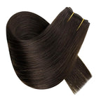 RUNATURE Invisible Wire Hair Extensions Human Hair, 14 Inch 70g One Piece, Brown Wire Hair Extensions Soft Natural Looking, Seamless Fish Line Hairpiece for Women #2 Dark Brown