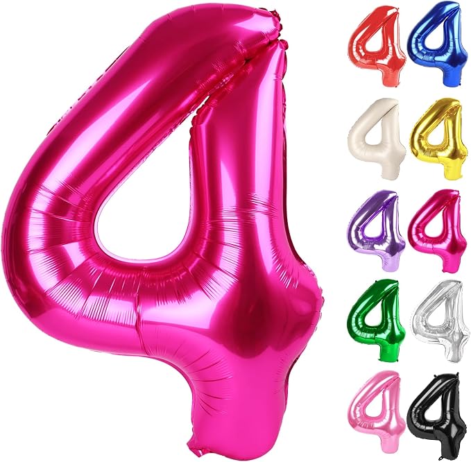 Hot Pink Number 4 Balloon 40 Inch by IWERP