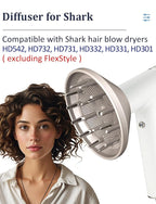 Diffuser Attachment for Shark Hair Dryer HD542, HD732, HD731, HD332, HD331, HD301, Styling Tool for Wavy, Curly, Coily Hair, Enhance Natural Curls Accessories for Blow Dryer Styler