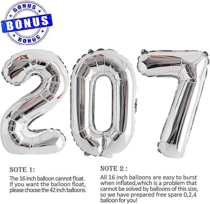 Silver 2027 Foil Number Balloons - Image 4
